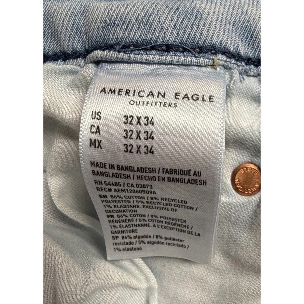 American Eagle Jeans Men’s 32X34 Airflex+ Athletic Straight Blue Light Wash - Picture 10 of 16